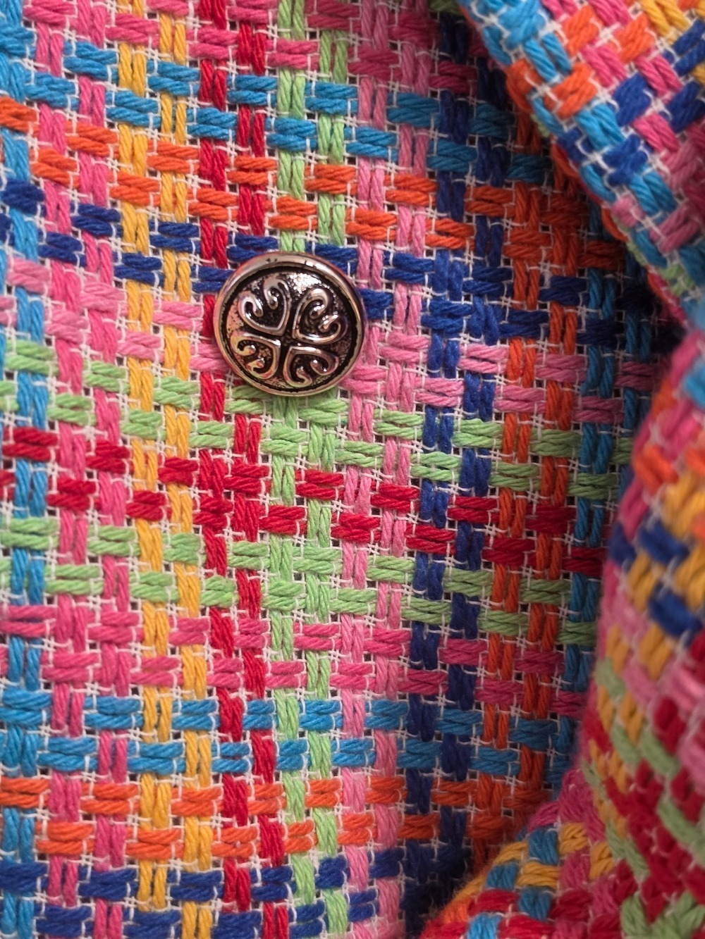 Vanessa Zani Multicolor Tweed Cropped Blazer Jacket Made In Italy Size L - Picture 5 of 10